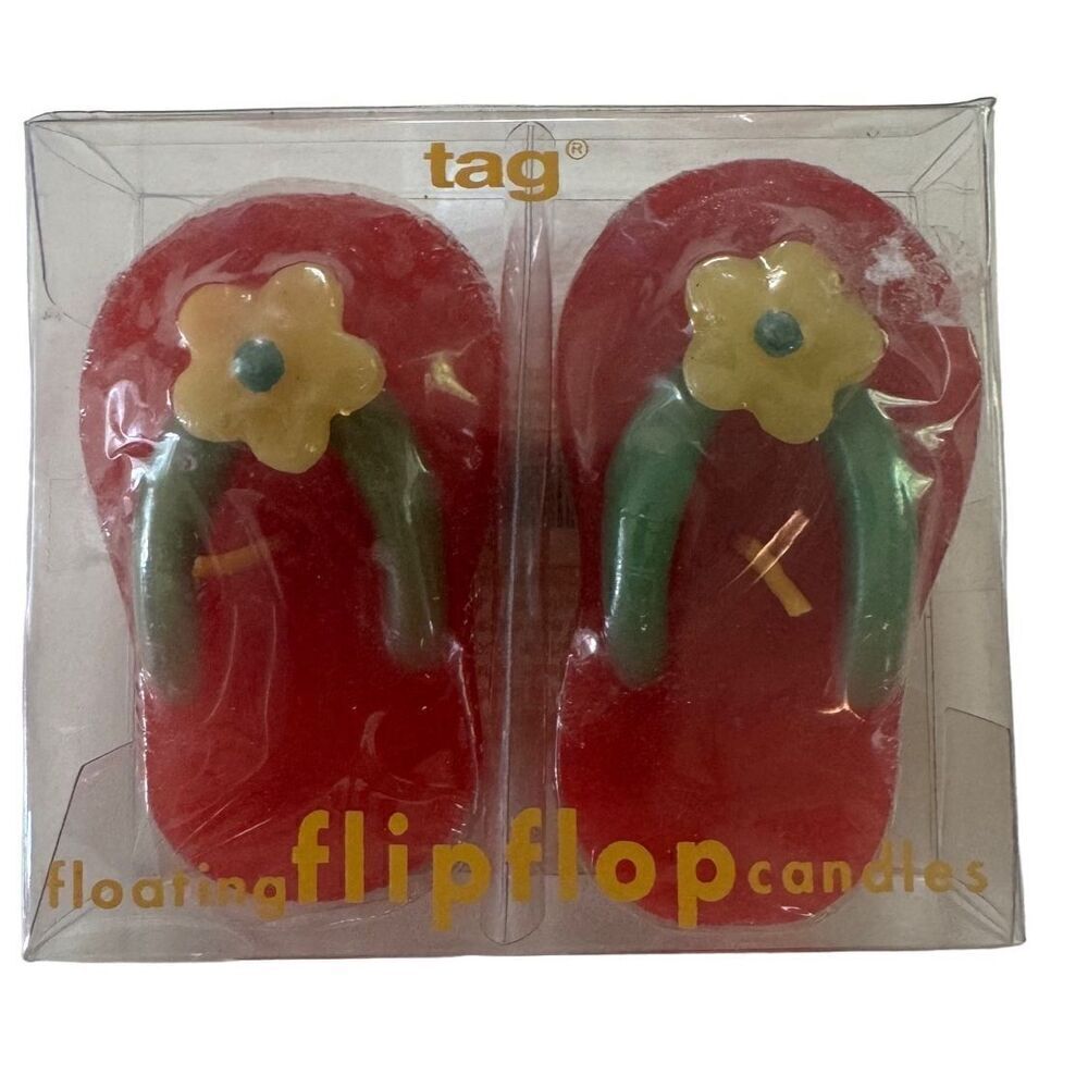 TAG Set of 2 Floating Candles Flip-flop Sandals Red - Vintage
